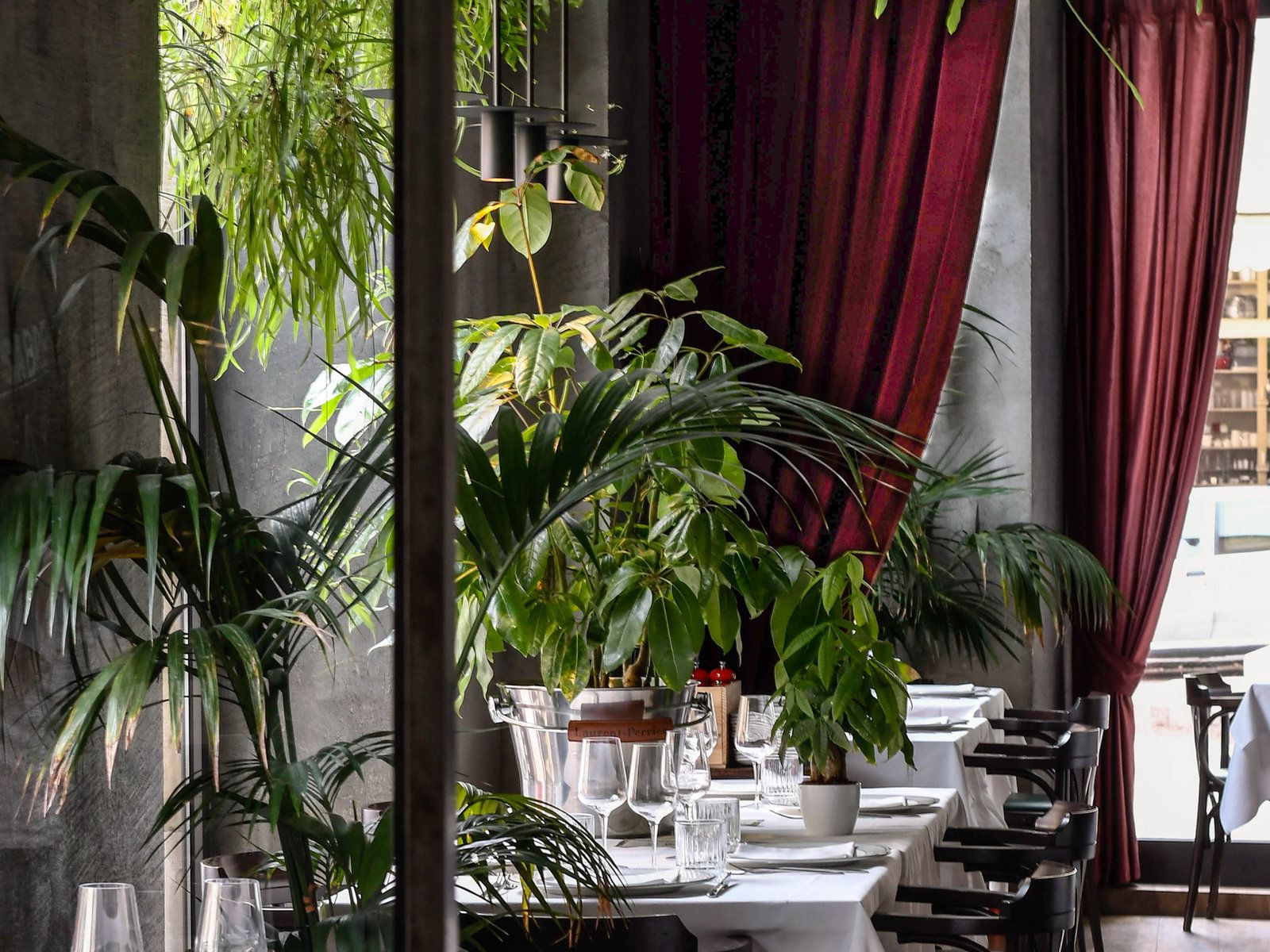 Il loft di Yard Restaurant: travi a vista, piante sempre verdi, luci soffuse
