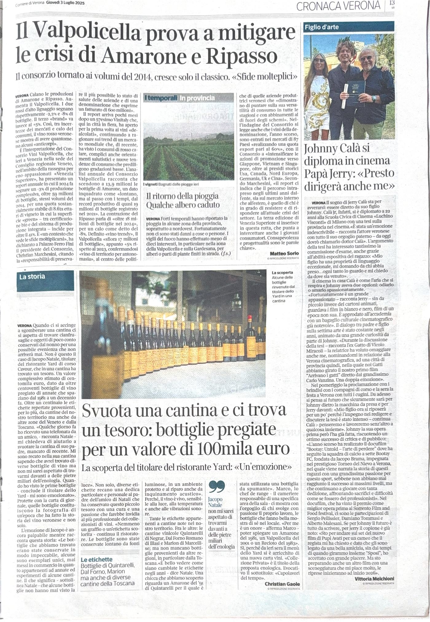 Corriere della Sera — Svuota una cantina