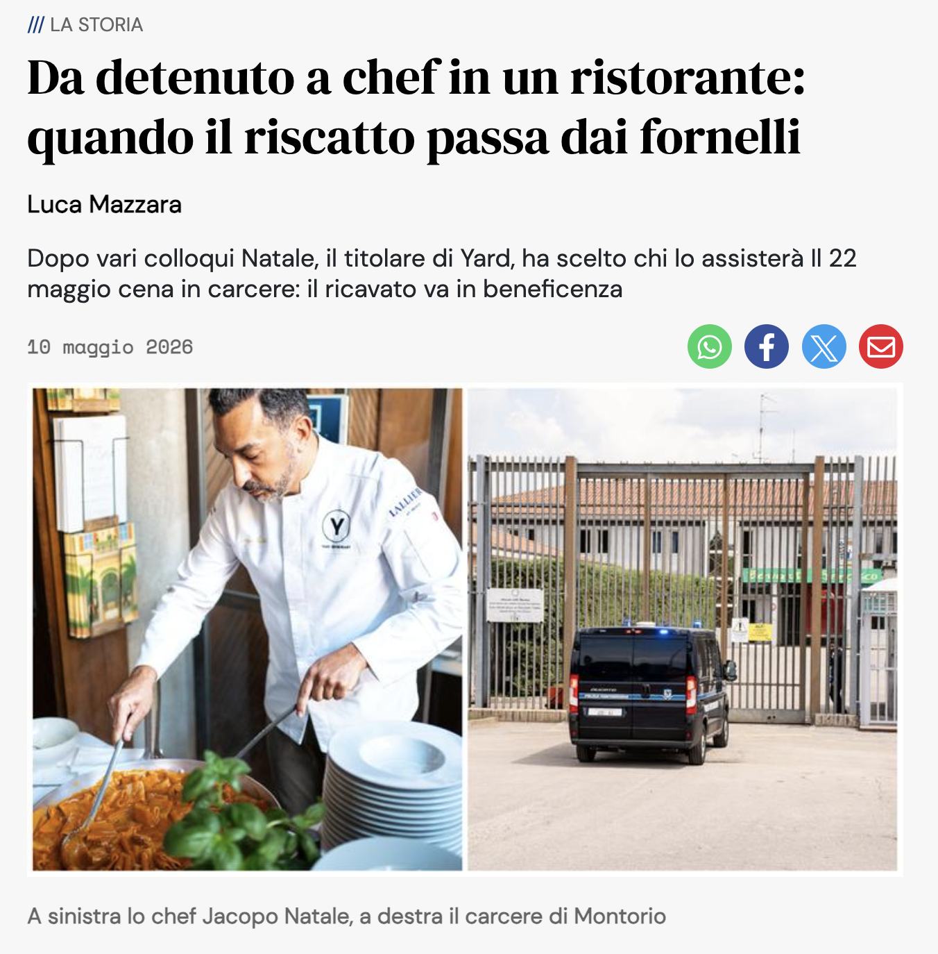 L'Arena — Da detenuto a chef in un ristorante: quando il riscatto passa dai fornelli