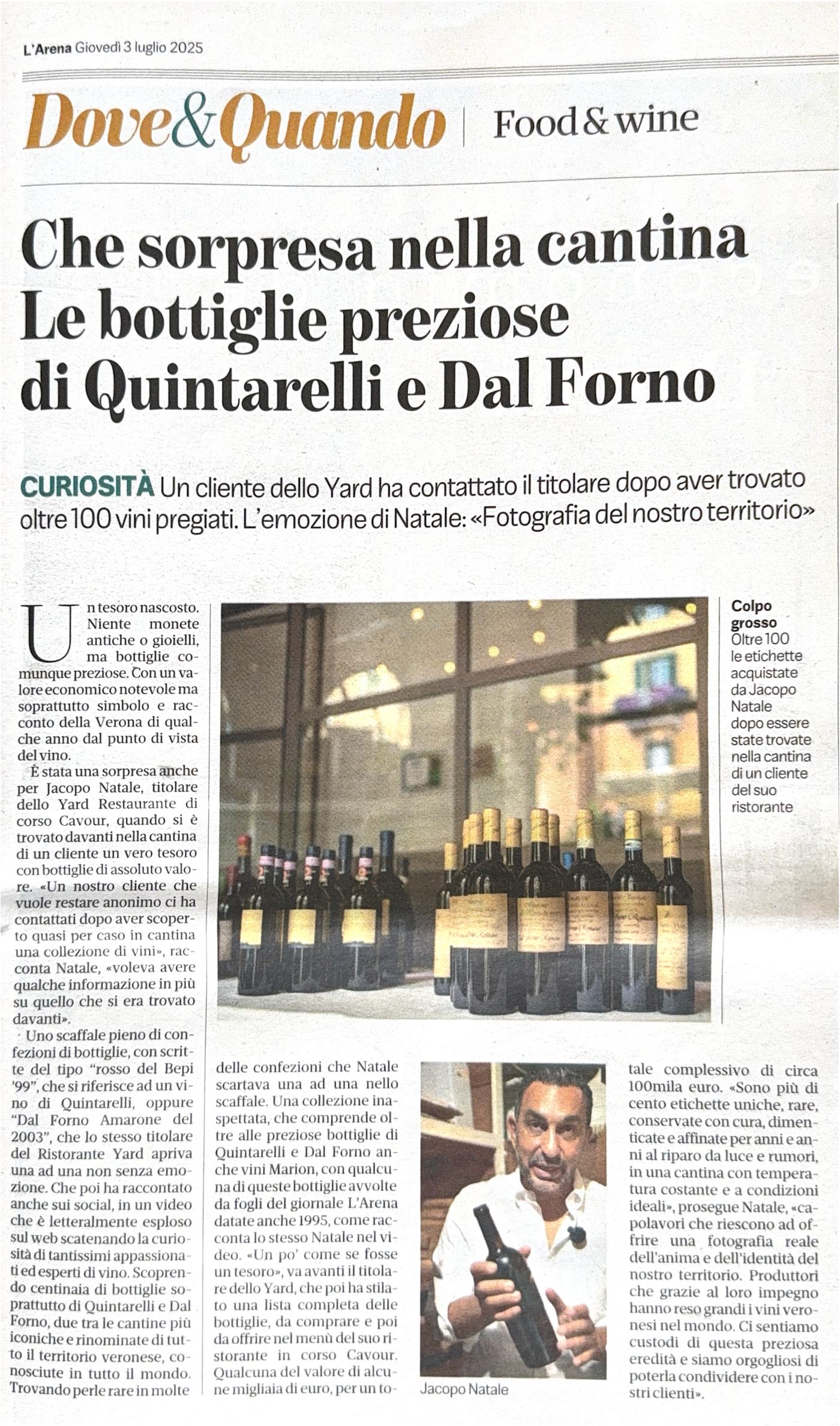 L'Arena — Che sorpresa nella cantina
